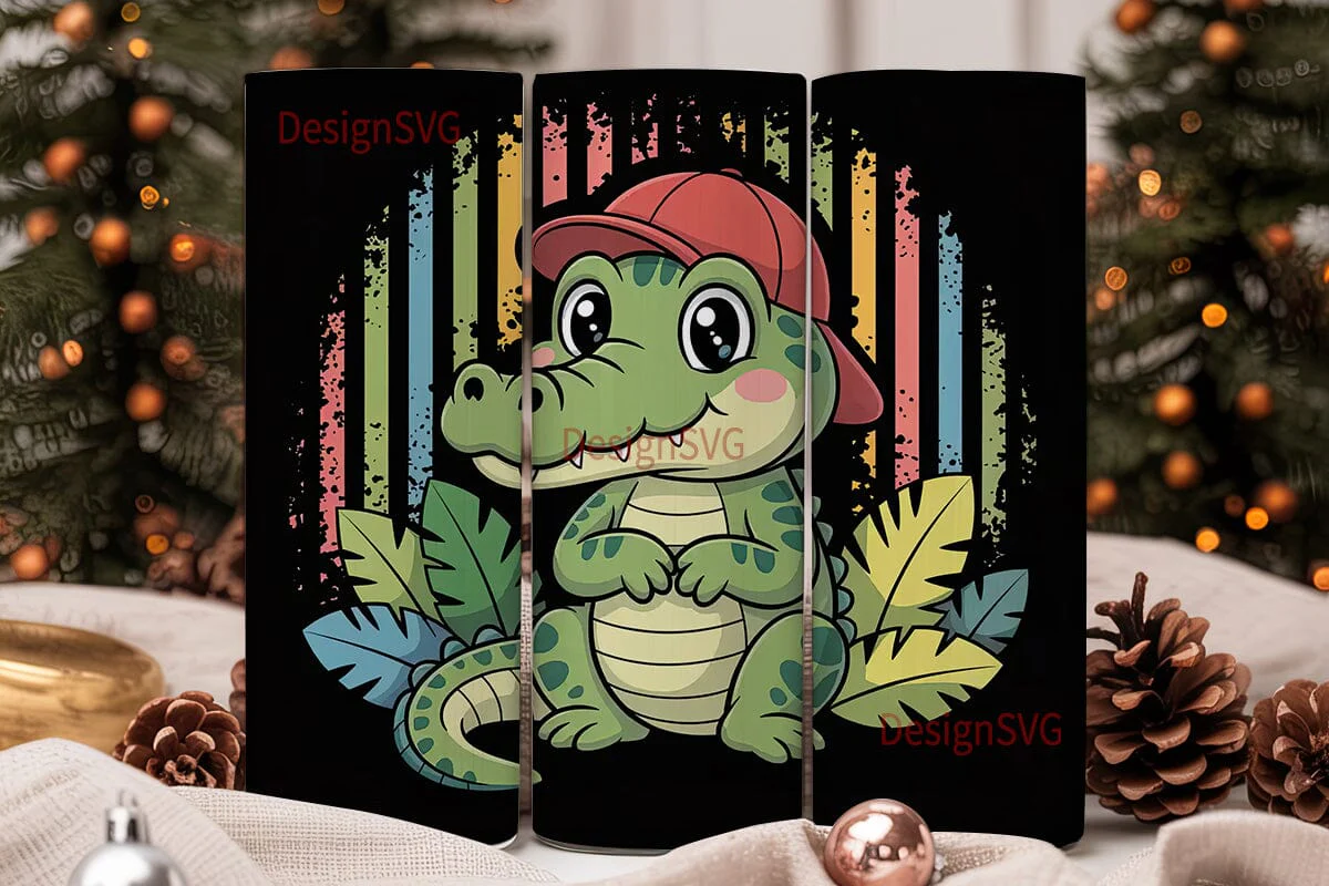 Cute Alligator 20oz Tumbler Wrap - Image 2