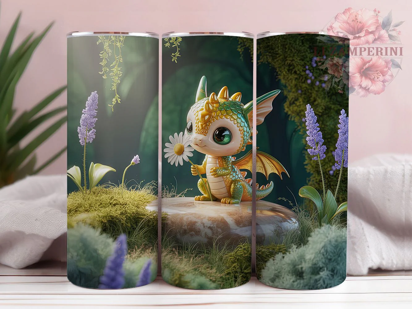 Cute Baby Dragon Tumbler, Fantasy Theme, Cute Style, Mythical Creature, Whimsical Art, 20Oz Tumbler, Sublimation Wrap