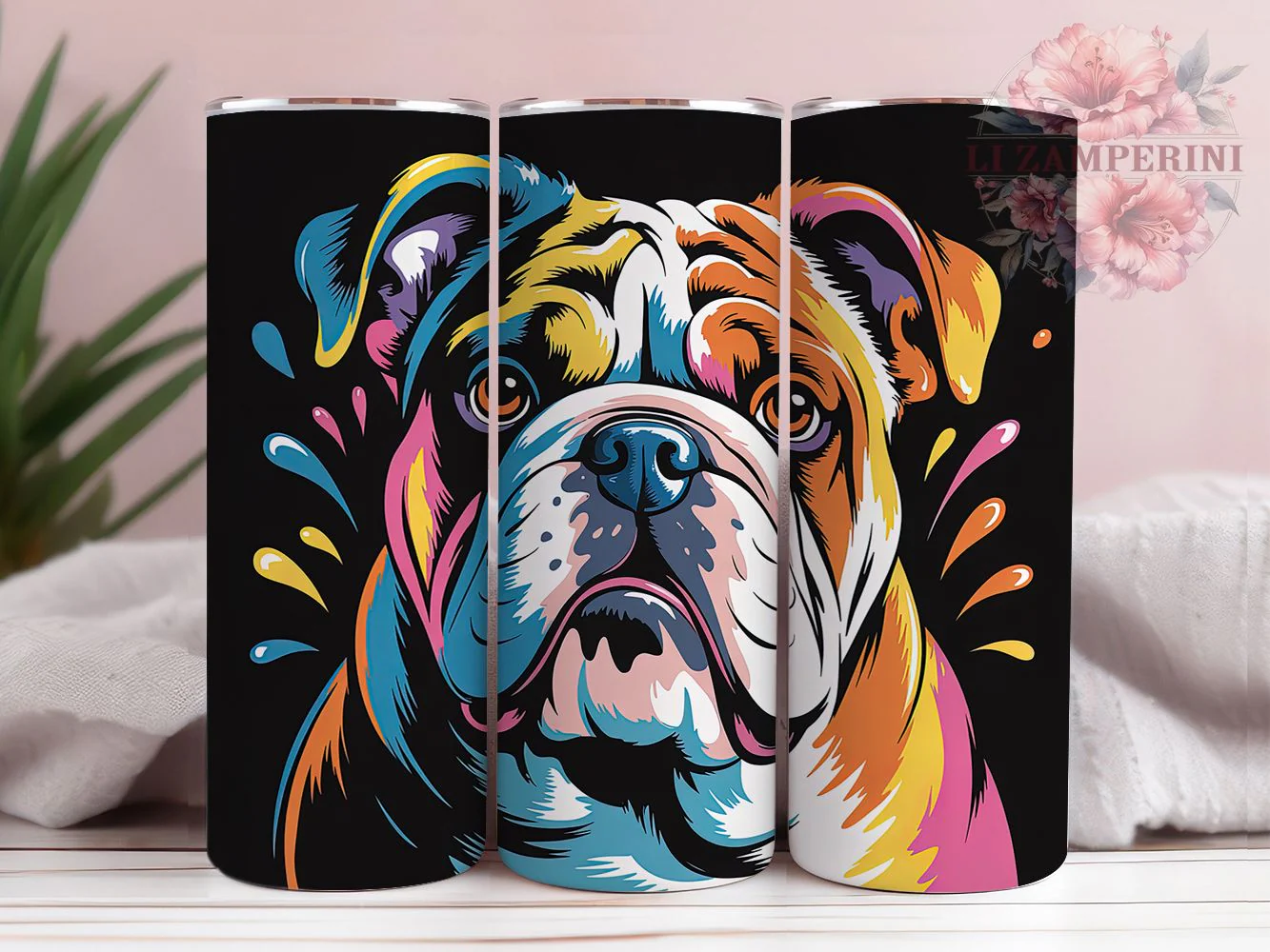 Cute Bulldog Lover Tumbler, Dog Lover, Cute Puppy, Whimsical Art, Playful Design, 20Oz Tumbler, Sublimation Wrap