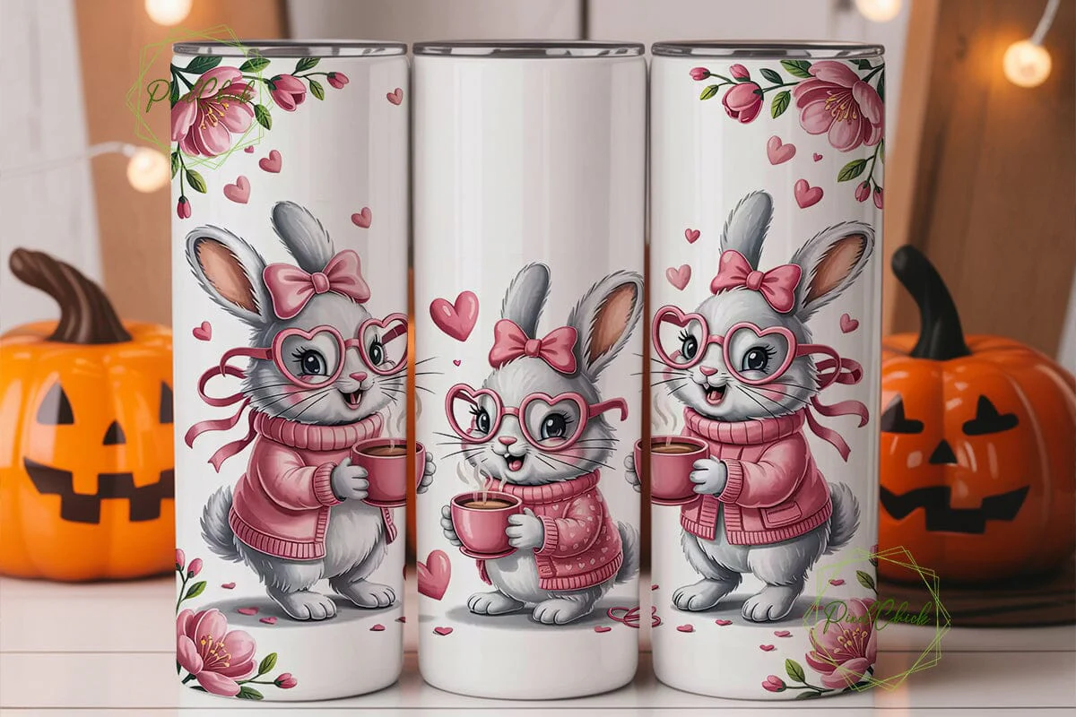 Cute Bunny with Coffee Tumbler Wrap - Image 3