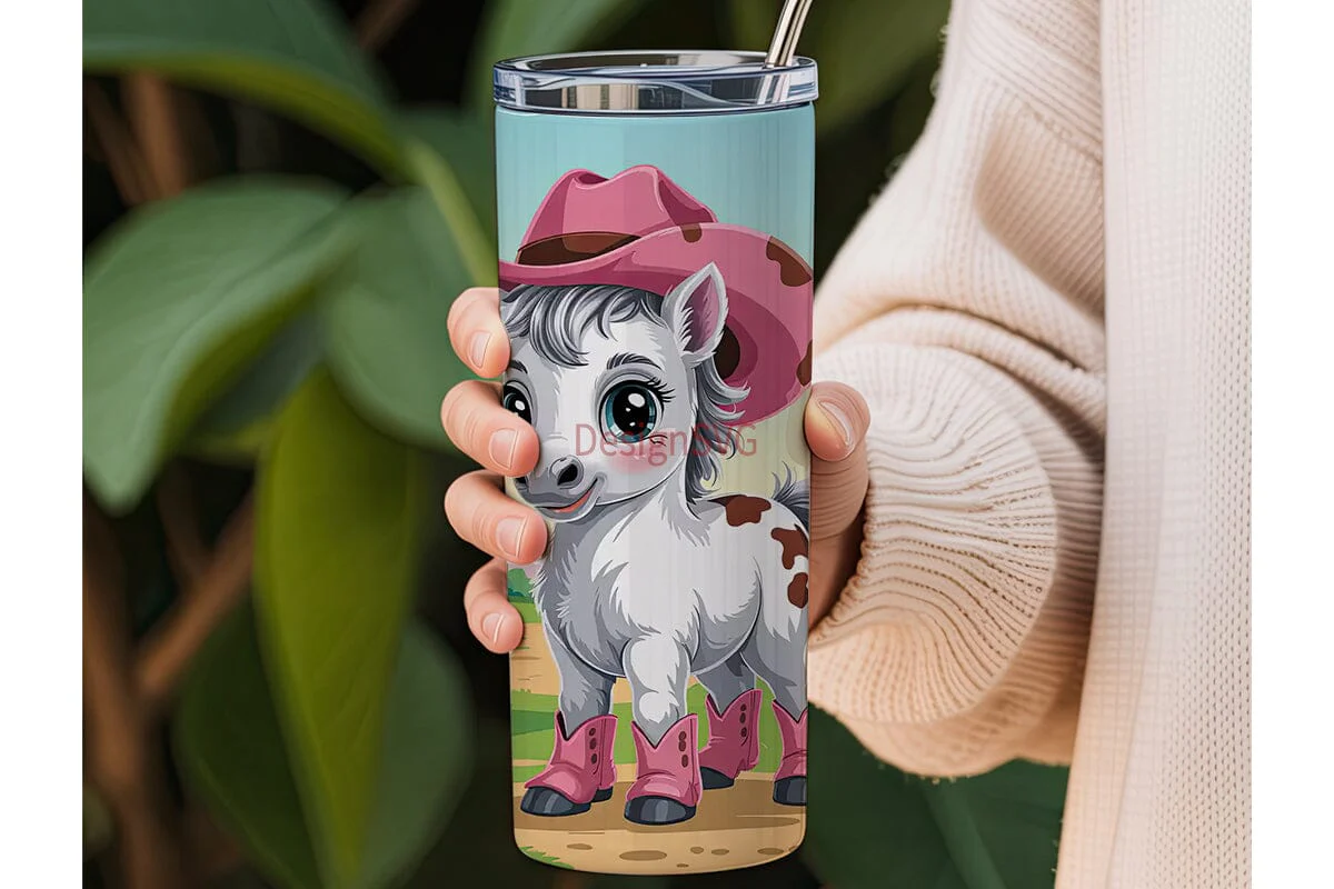 Cute Cowboy Pony 20oz Tumbler Wrap - Image 3