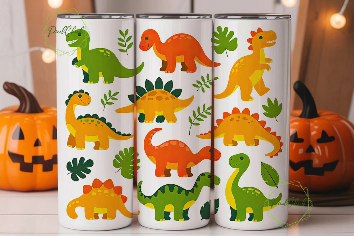 Cute Dinosaur Tumbler Wrap - Image 2