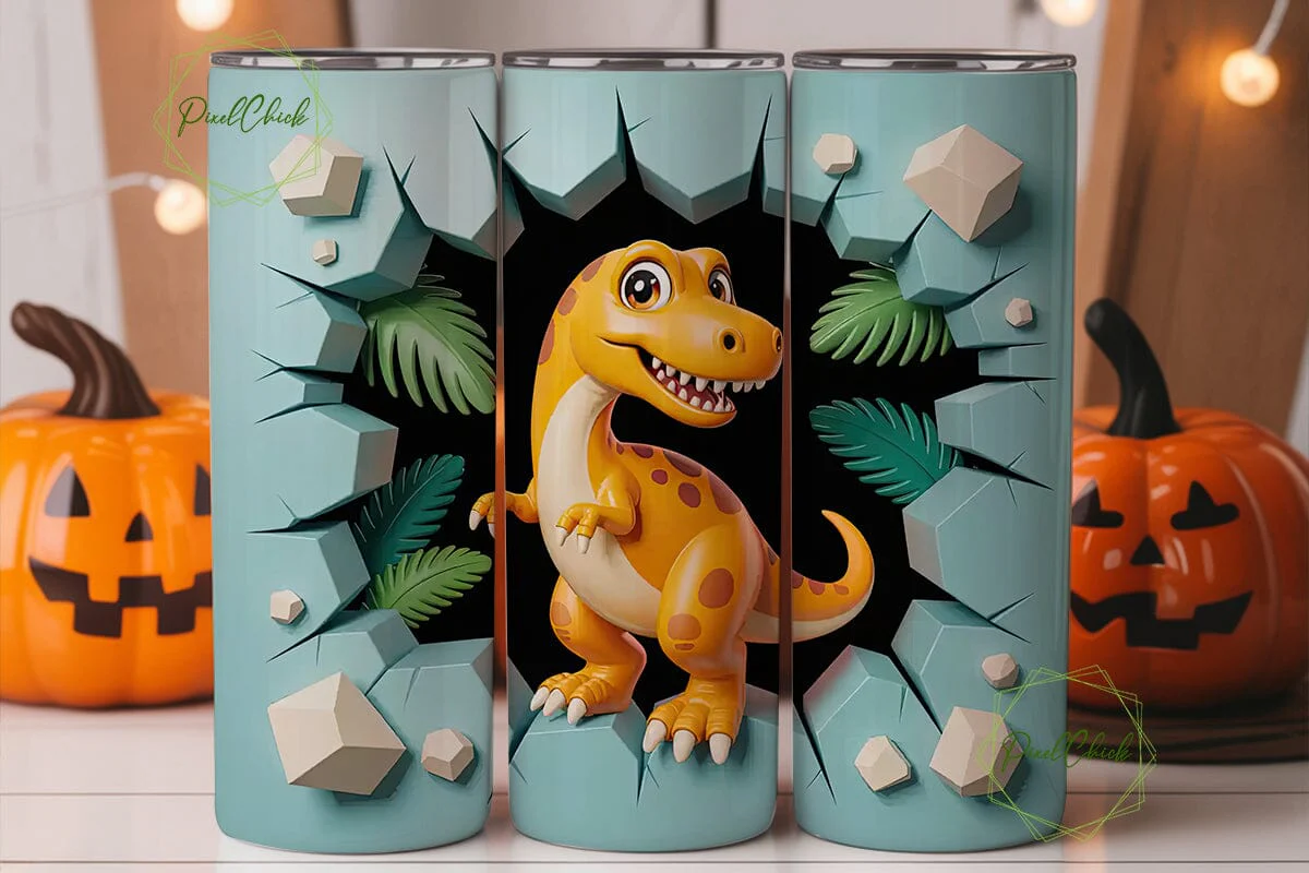 Cute Dinosaur Tumbler Wrap - Image 2