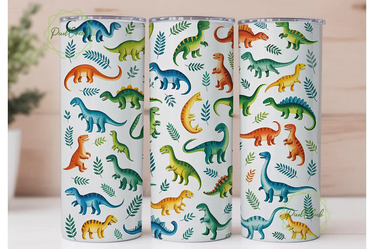 Cute Dinosaurs 20oz Tumbler Wrap