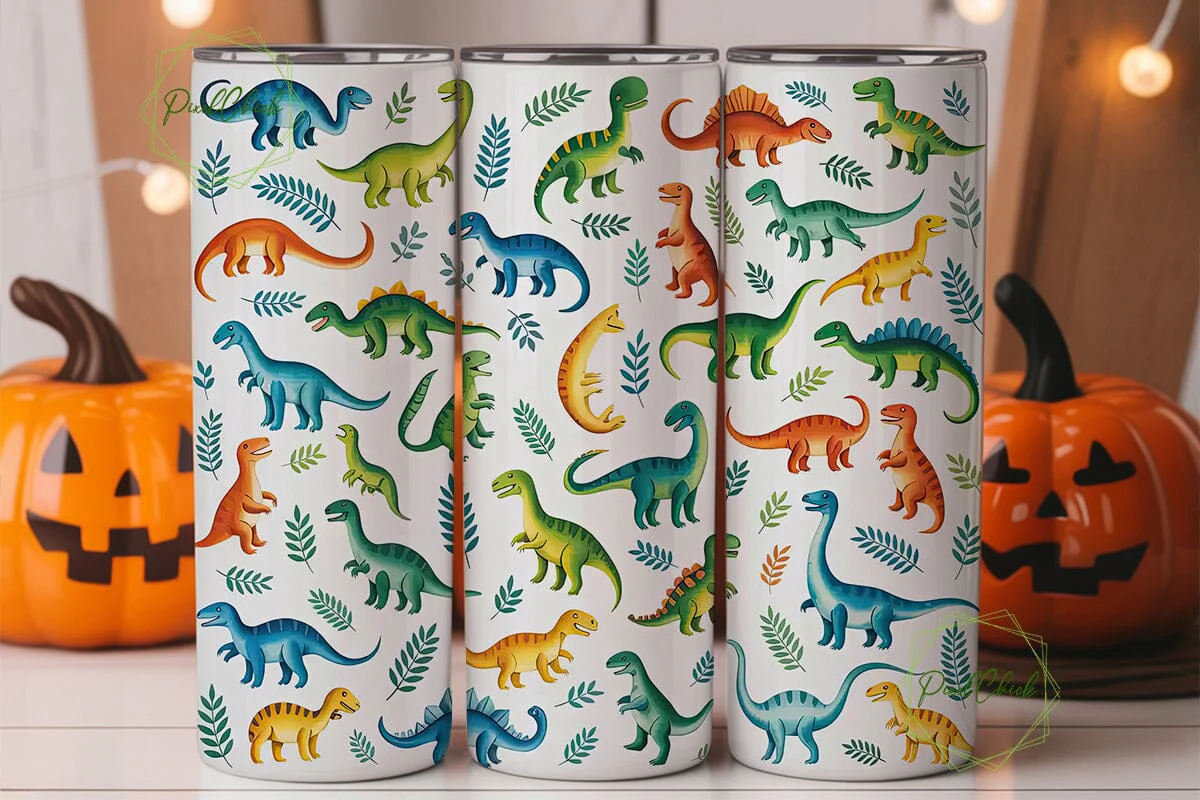 Cute Dinosaurs 20oz Tumbler Wrap - Image 2