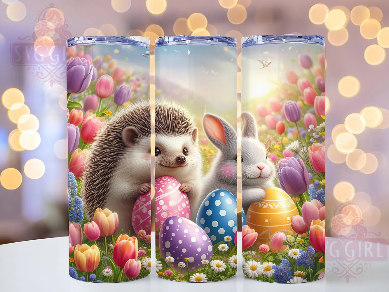 Cute Easter Hedgehog Tumbler, Bunny Tumbler Design, Cute Easter Wrap, Stylish 20oz Wrap, Sublimation Design, Trendy Gift Idea, Inspirational Easter Tumbler