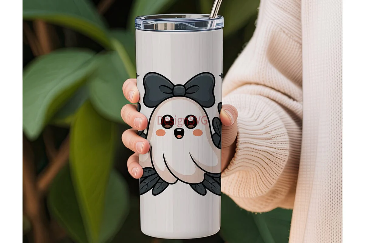 Cute Ghost Halloween 20oz Tumbler Wrap - Image 3