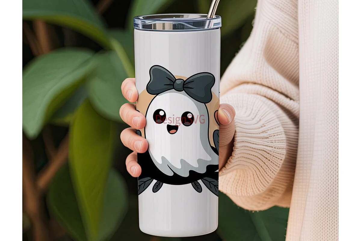 Cute Ghost Halloween 20oz Tumbler Wrap - Image 3