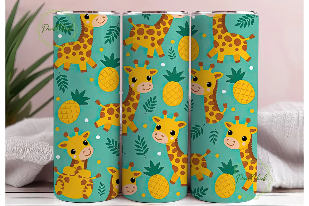 Cute Giraffe & Pineapple 20oz Tumbler - Image 3