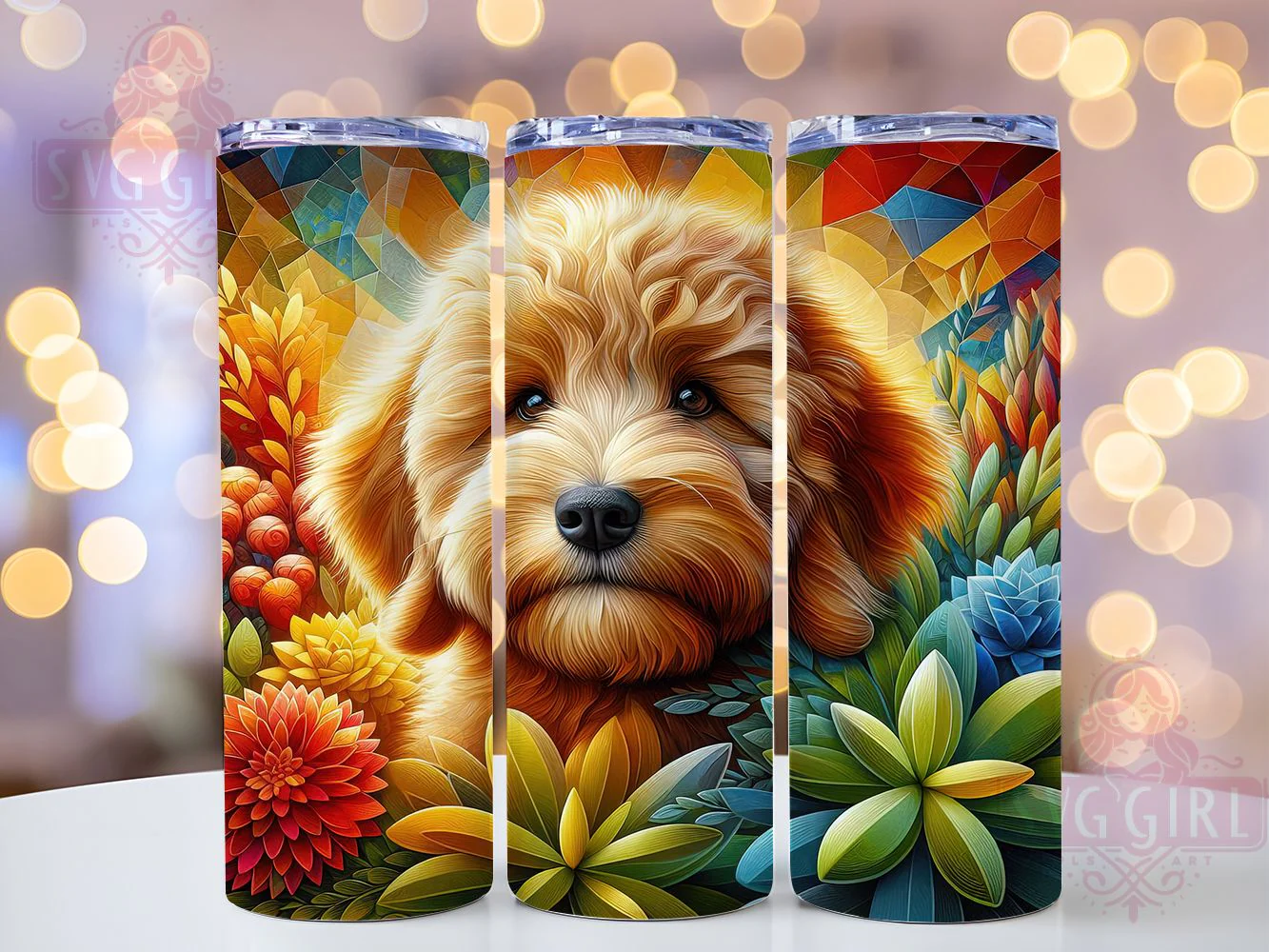 Cute Goldendoodle Paw Print Tumbler, Dog Pet Tumbler, Cute Dog Wrap, Paw Print Wrap, Whimsical Dog Wrap, Sublimation Design, Trendy Gift Idea
