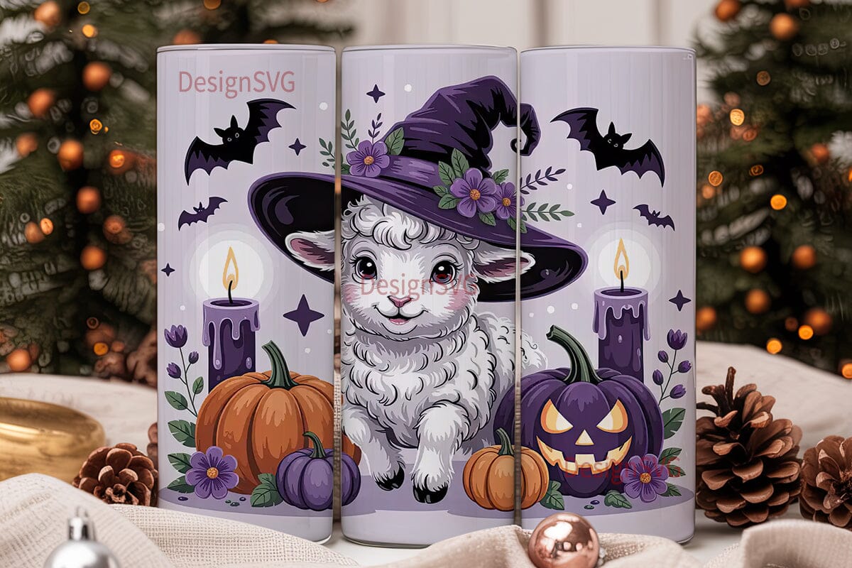 Cute Halloween Lamb 20oz Tumbler Wrap - Image 2