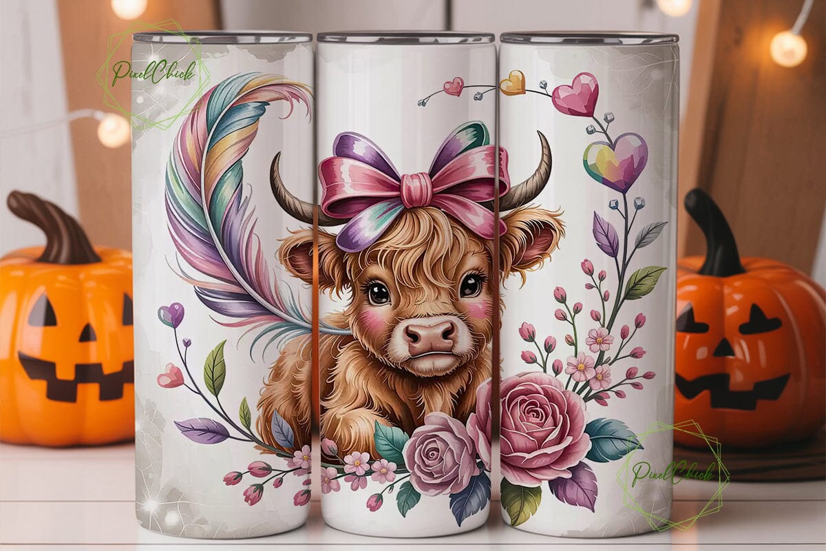 Cute Highland Cow 20oz Tumbler Wrap - Image 3