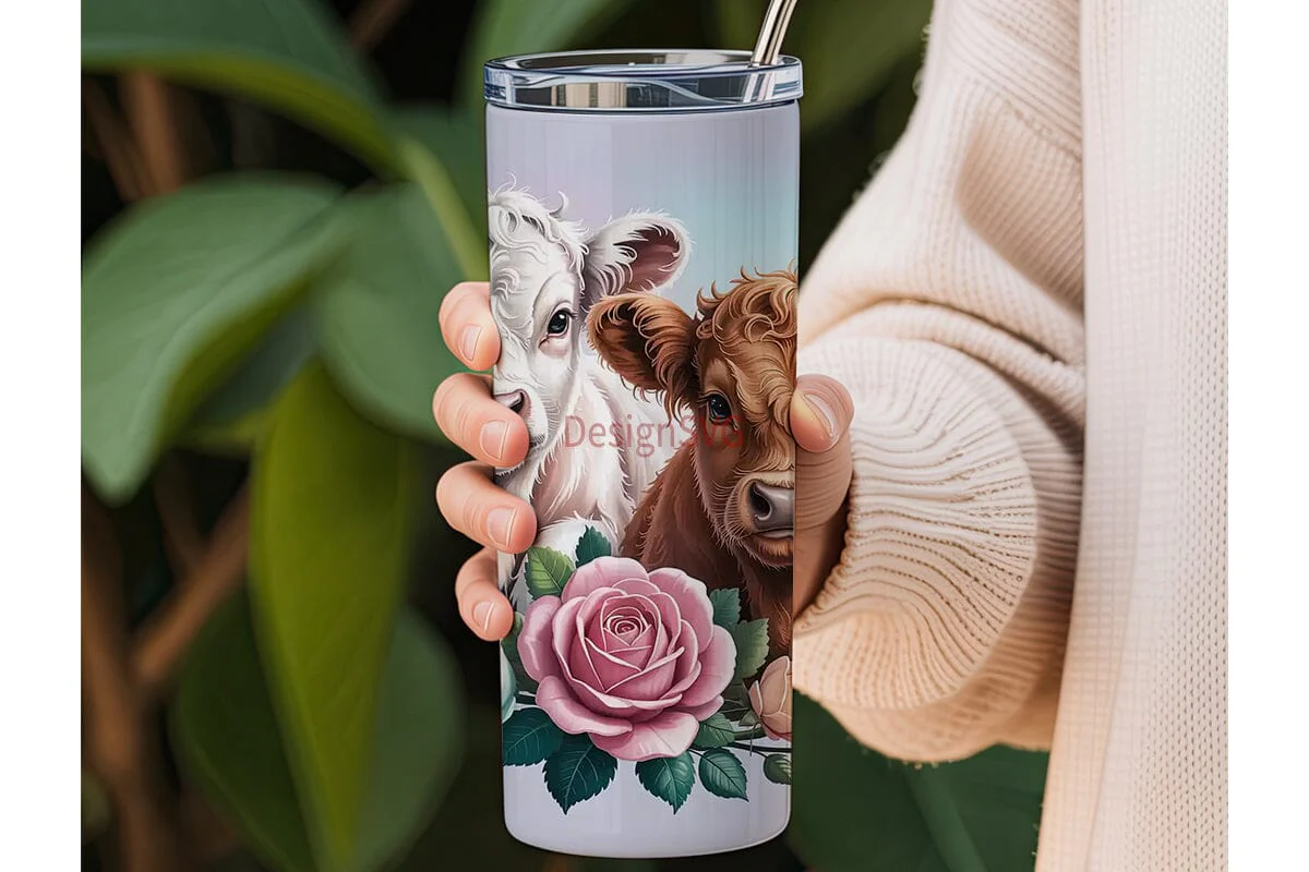 Cute Highland Cow Calves 20oz Tumbler - Image 3