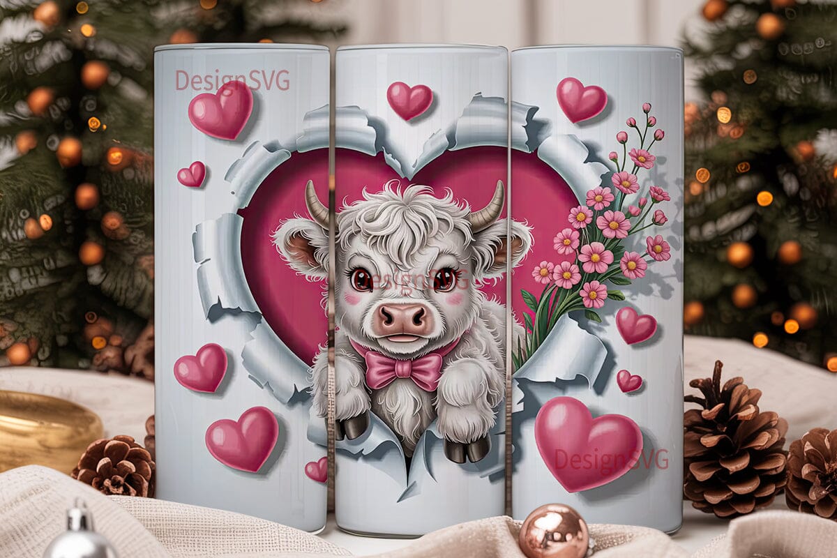 Cute Highland Cow Valentine's Tumbler - Image 2