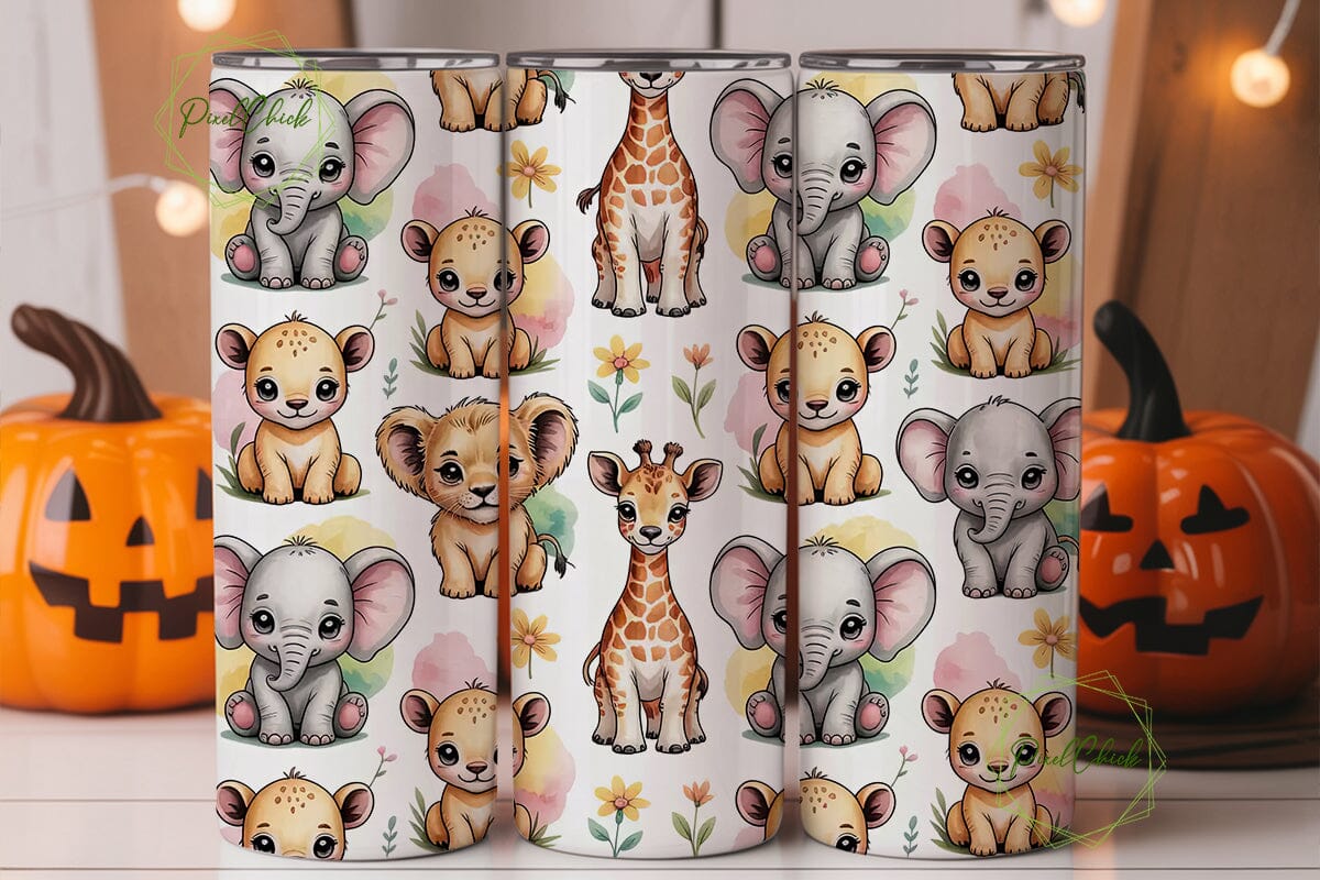 Cute Jungle Babies 20oz Tumbler Wrap - Image 2
