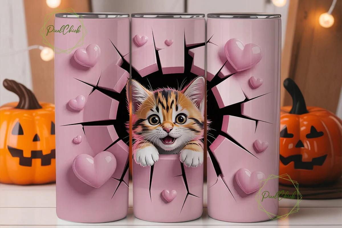 Cute Kitten 20oz Tumbler Wrap - Image 2