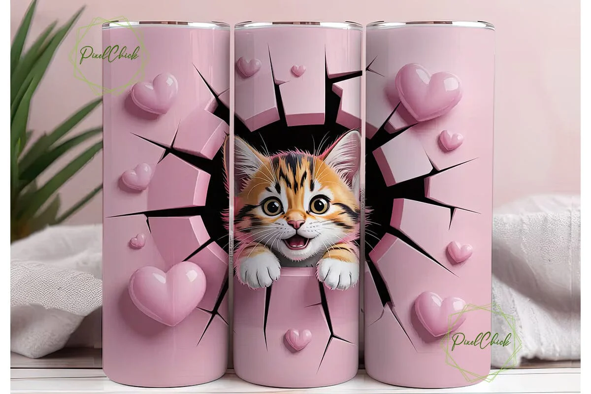Cute Kitten 20oz Tumbler Wrap - Image 3