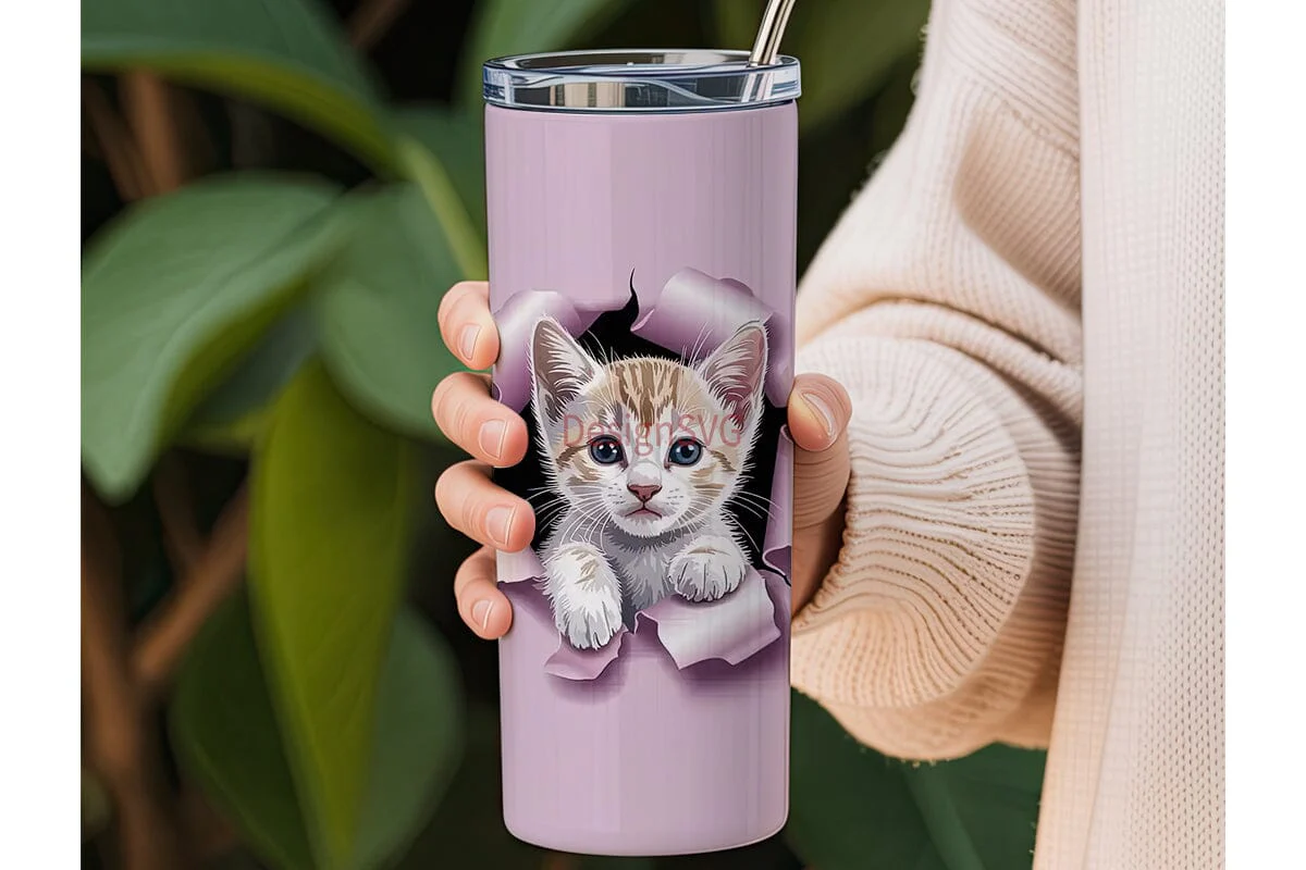 Cute Kitten 20oz Tumbler Wrap - Image 3