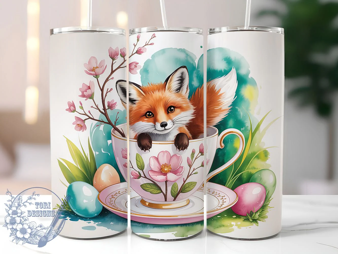 Cute Spring Easter Fox Tumbler, Spring Fox Tumbler, Cute Easter Wrap, Stylish 20oz Wrap, Sublimation Design, Trendy Gift Idea, Inspirational Spring Tumbler
