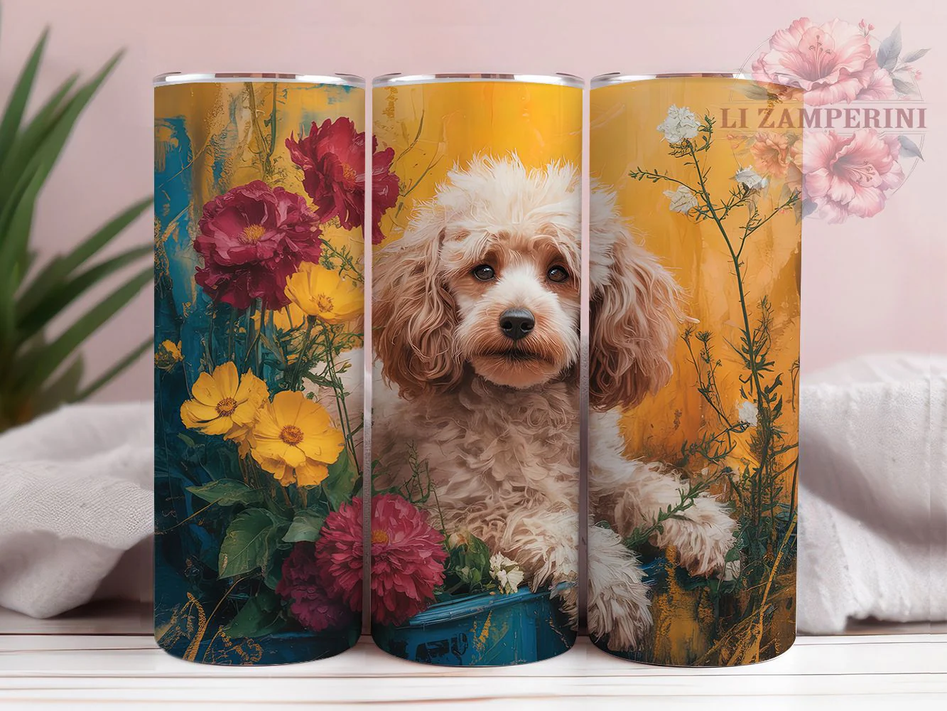 Cute Toy Poodle Tumbler, Dog Lover, Cute Puppy, Whimsical Art, Playful Design, 20Oz Tumbler, Sublimation Wrap