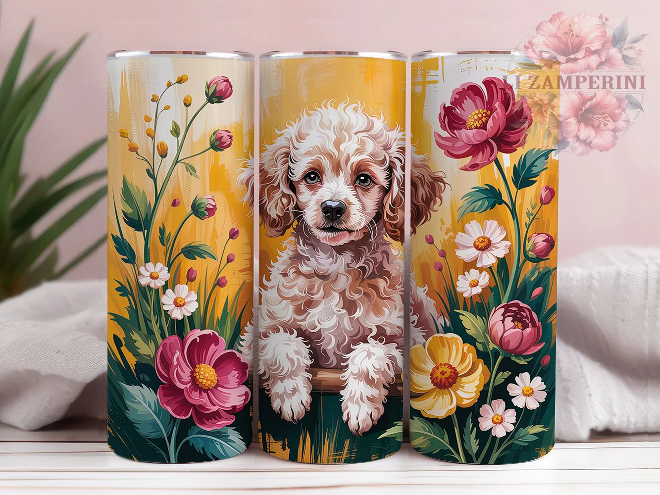 Cute Toy Poodle Tumbler, Dog Lover, Cute Puppy, Whimsical Art, Playful Design, 20Oz Tumbler, Sublimation Wrap