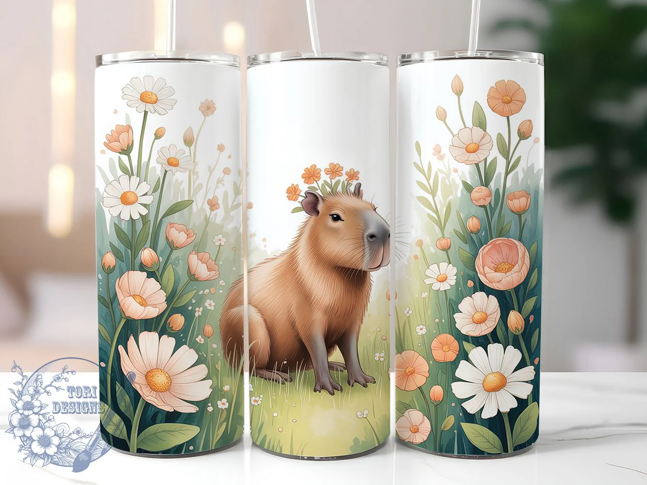 Cute Whimsical Capybara Tumbler, Cute Capybara Tumbler, Whimsical Animal Wrap, Rustic Capybara Wrap, Playful Wildlife Wrap, Sublimation Design, Trendy Gift Idea