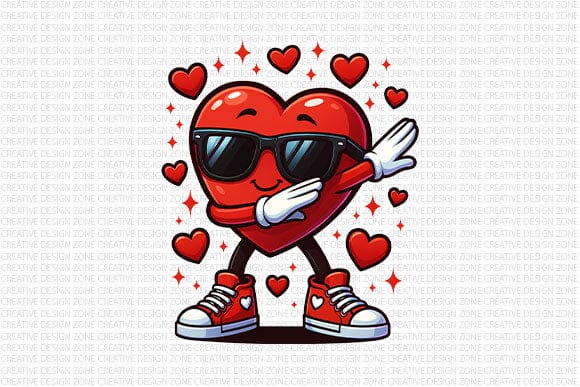 Dabbing Heart Cool Valentine PNG