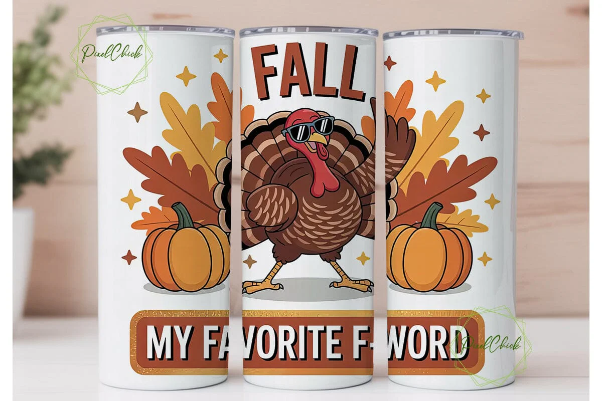 Dabbing Turkey Fall Tumbler Wrap - Image 2