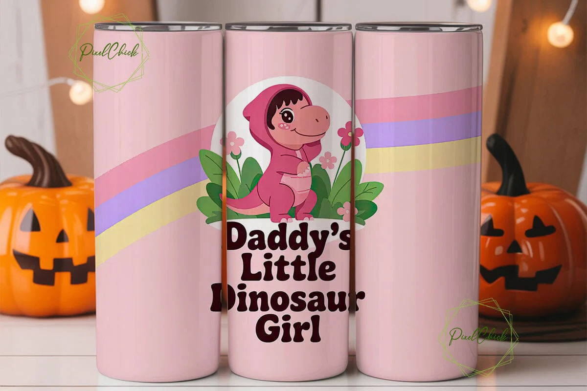 Daddy's Little Dino Girl 20oz Tumbler - Image 2