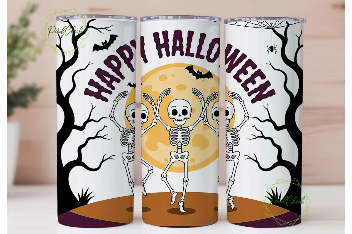 Dancing Skeletons Halloween Tumbler Wrap - Image 2