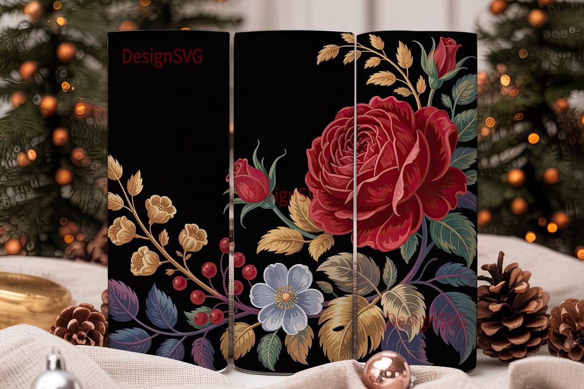 Dark Autumn Rose Gold Floral 20oz - Image 2