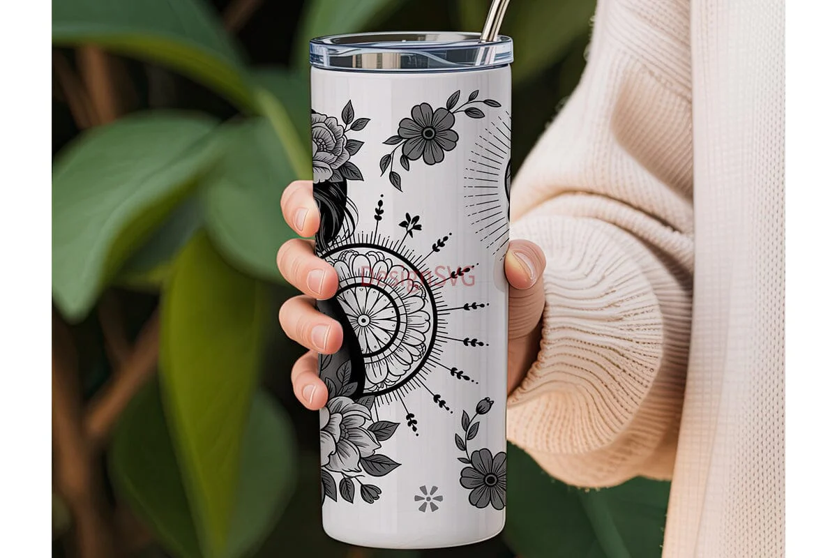Day of the Dead Floral Skull Tumbler - Image 3