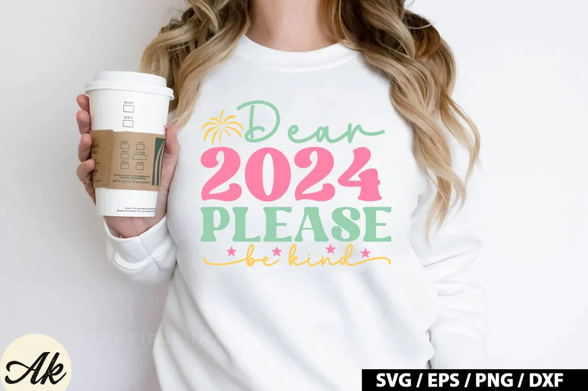 Dear 2024 please be kind Retro SVG - Image 3