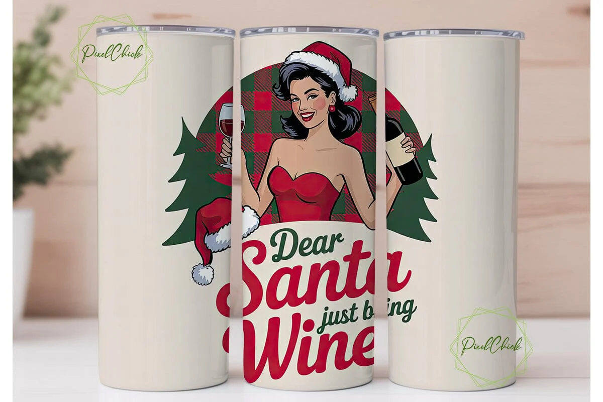 Dear Santa Bring Wine Tumbler Wrap