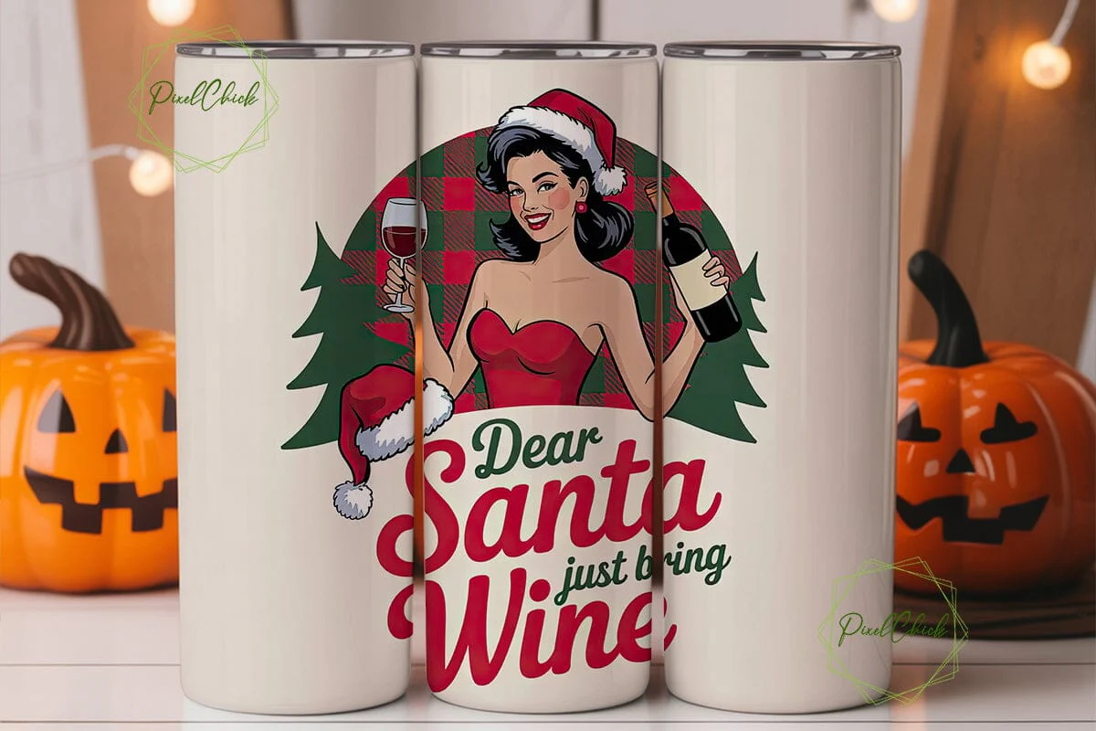 Dear Santa Bring Wine Tumbler Wrap - Image 2