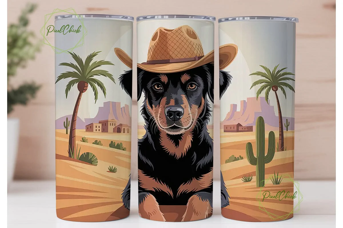 Desert Cowboy Dog 20oz Tumbler Wrap - Image 2