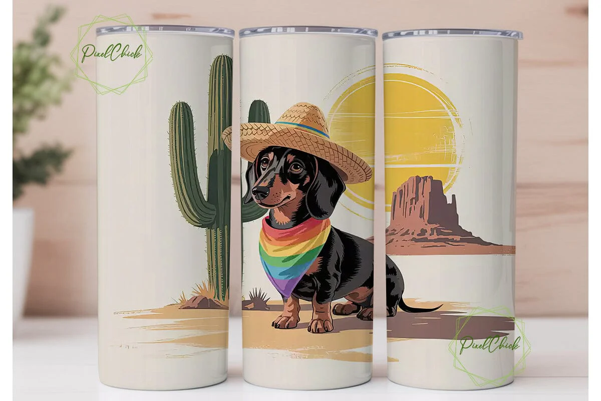 Desert Dachshund 20oz Tumbler Wrap - Image 2