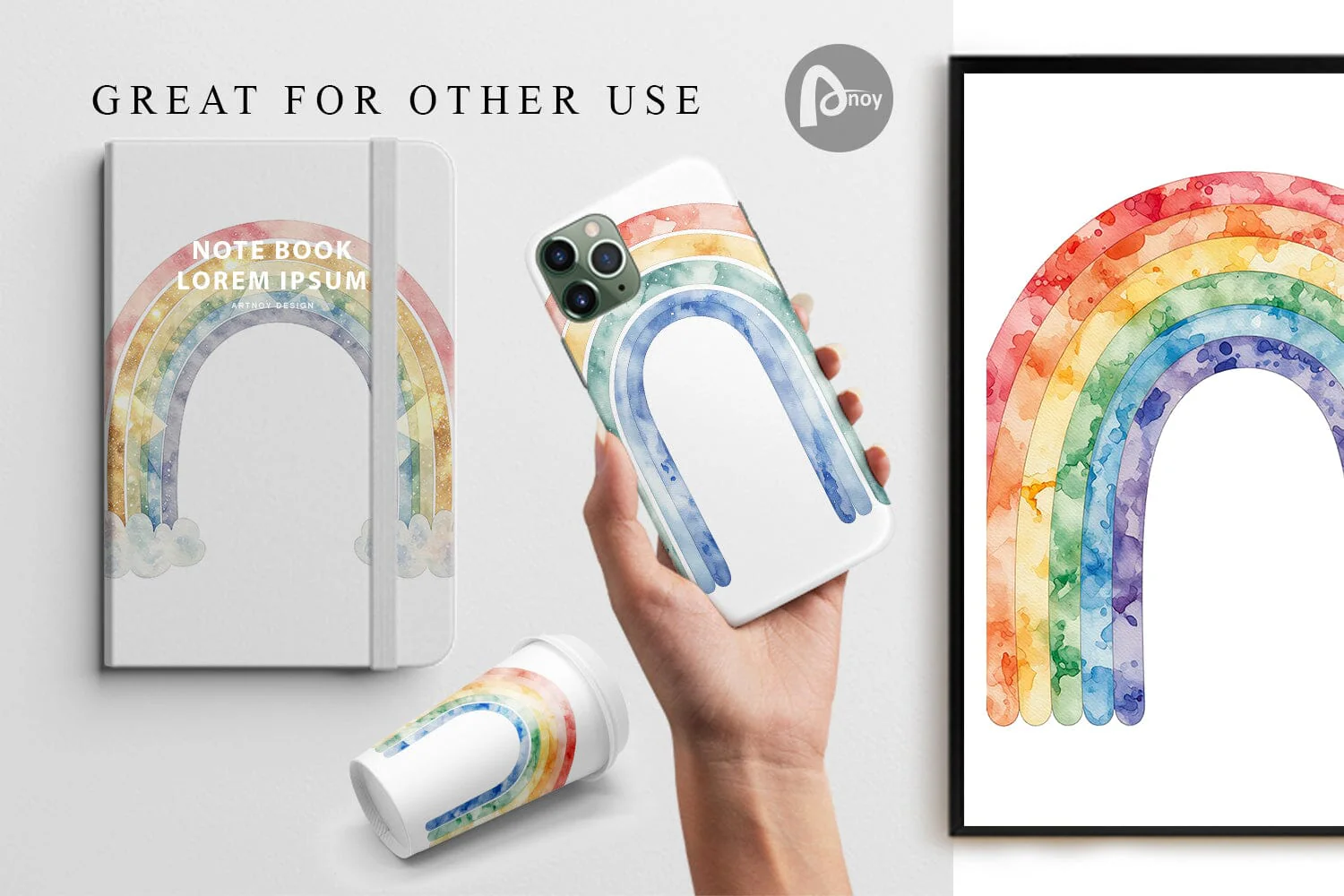 Digital Paper Boho Rainbow Abstract - Image 3
