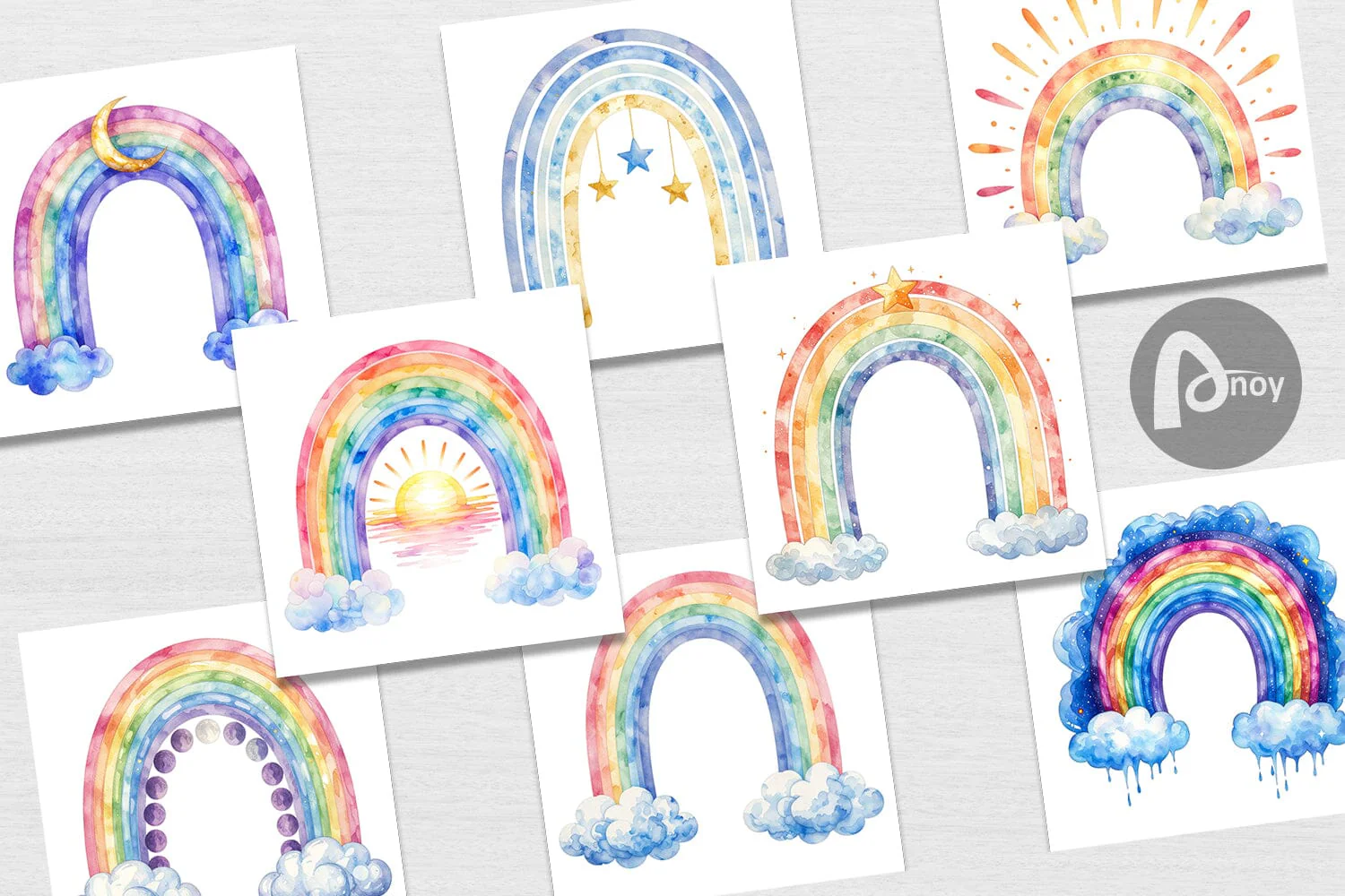Digital Paper Celestial Boho Rainbow - Image 2