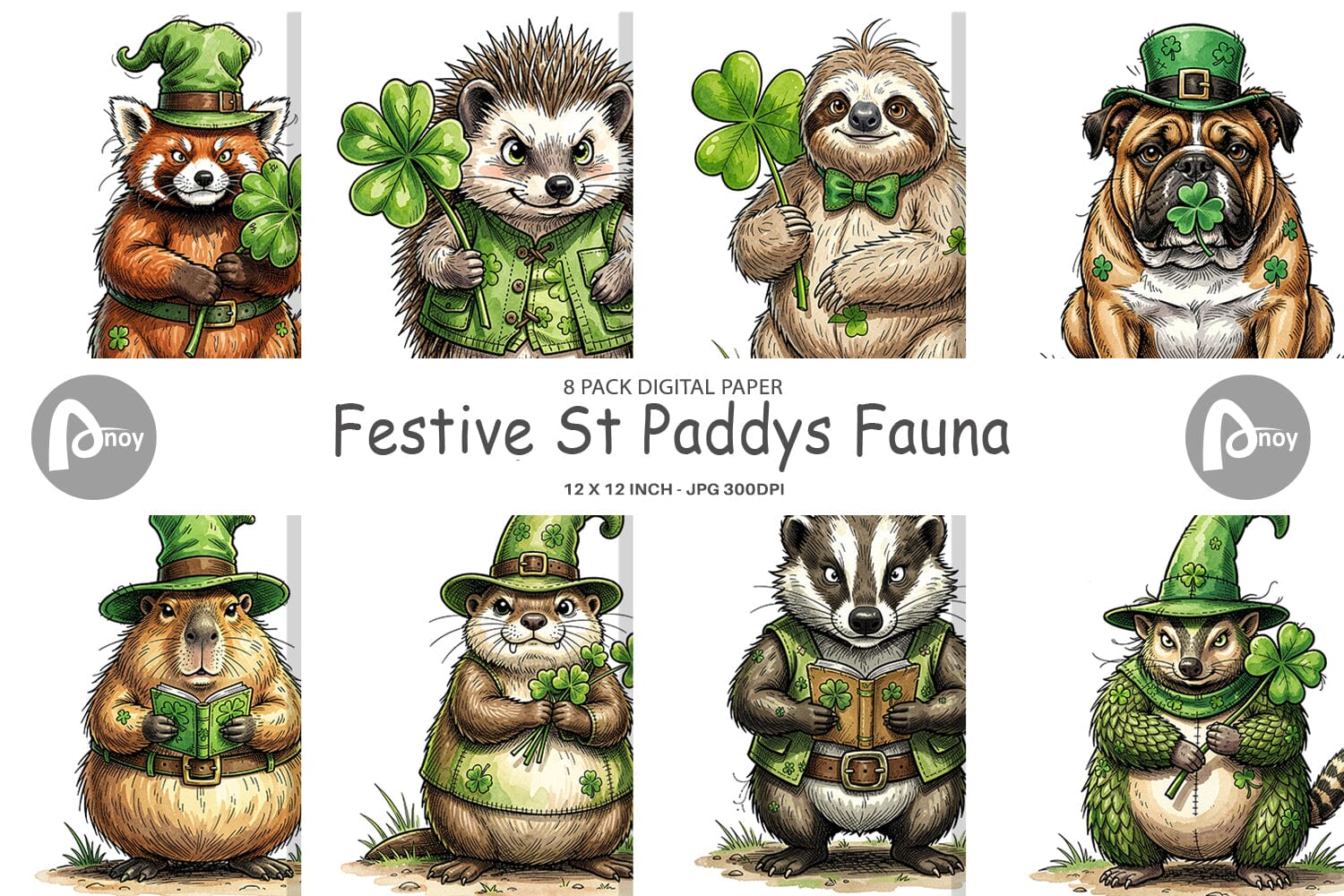 Digital Paper Festive St Paddys Fauna