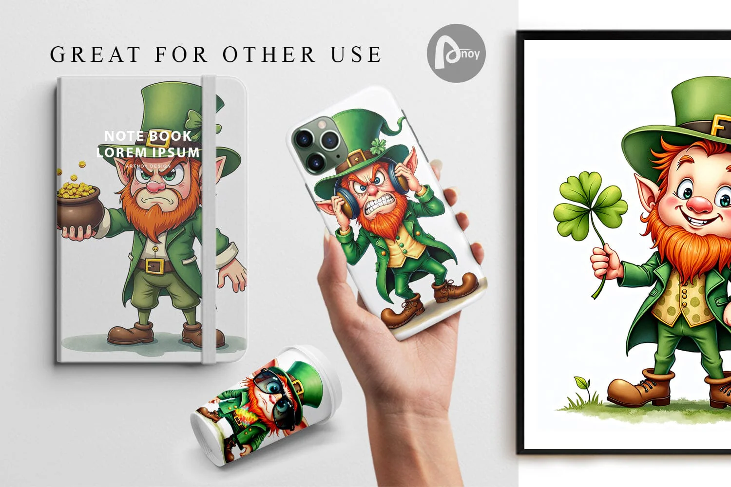 Digital Paper Grumpy Retro Leprechaun - Image 3