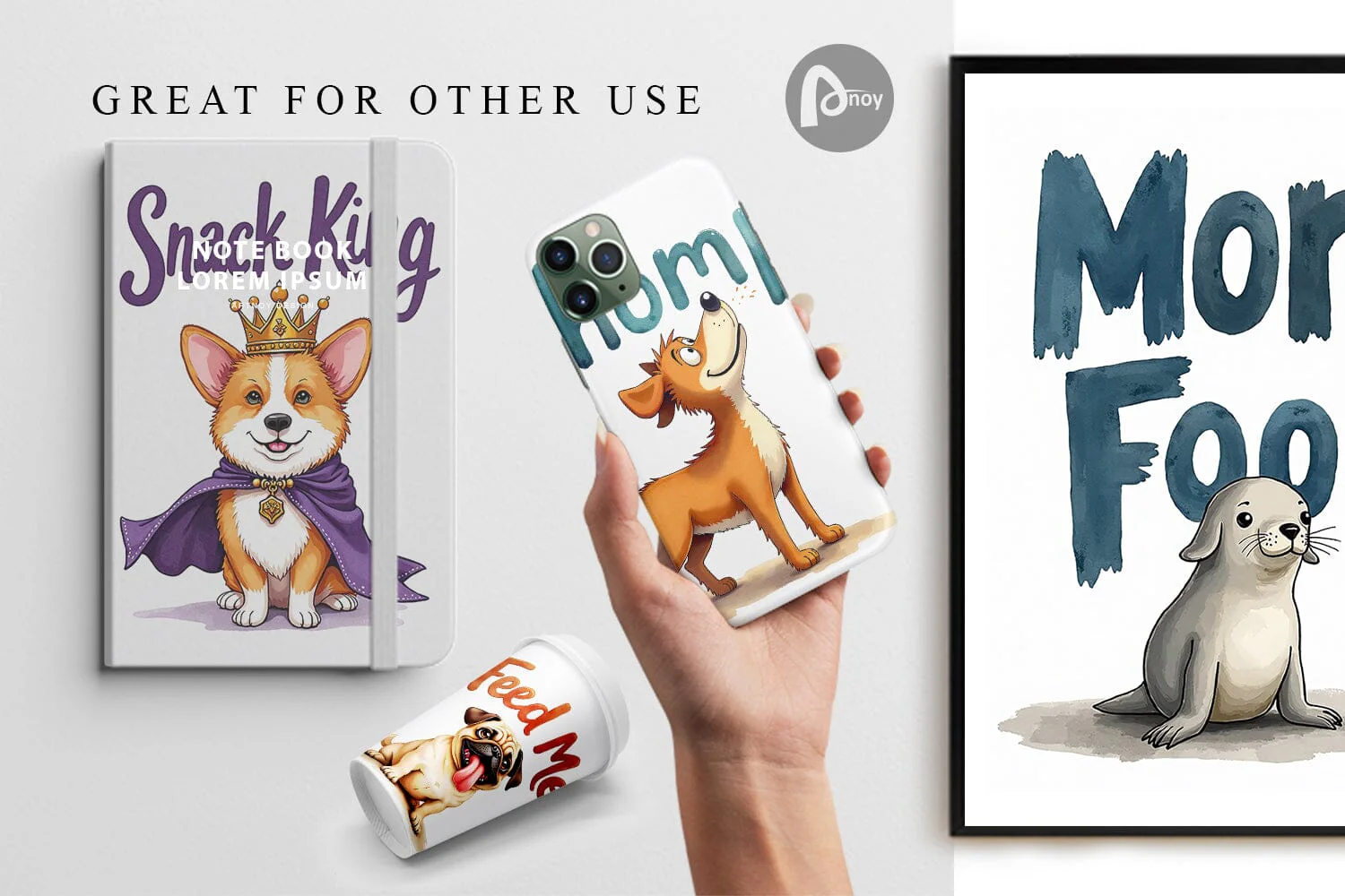 Digital Paper Hangry Dog Food Lover Watercolor - Image 3