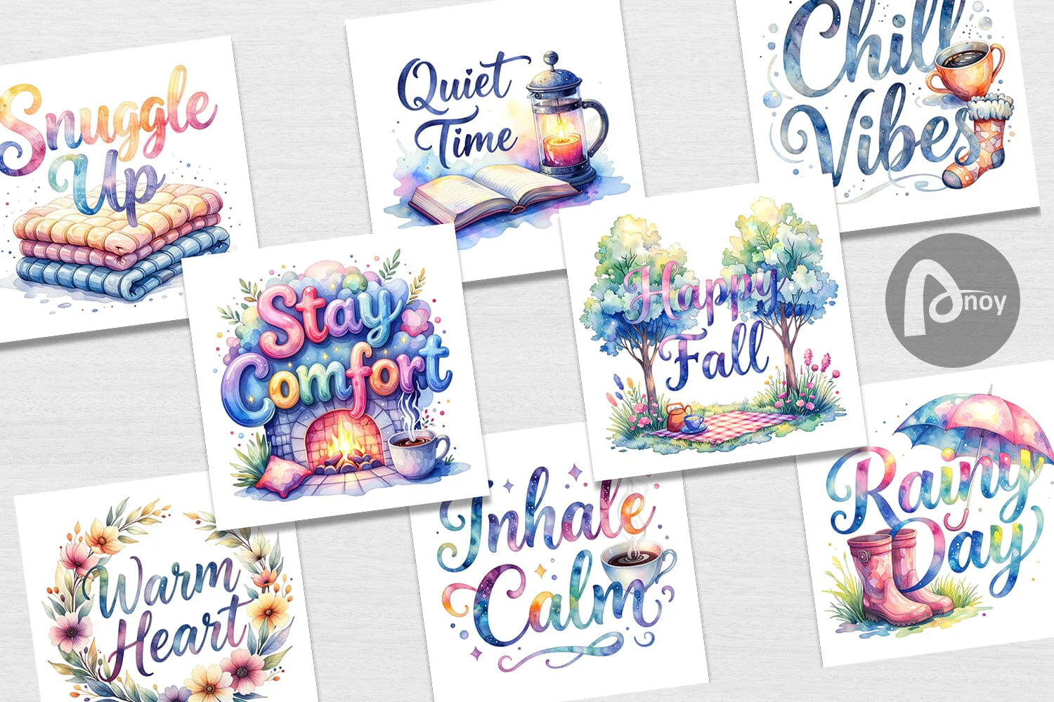 Digital Paper Hygge Fall Snuggle Quotes - Image 2