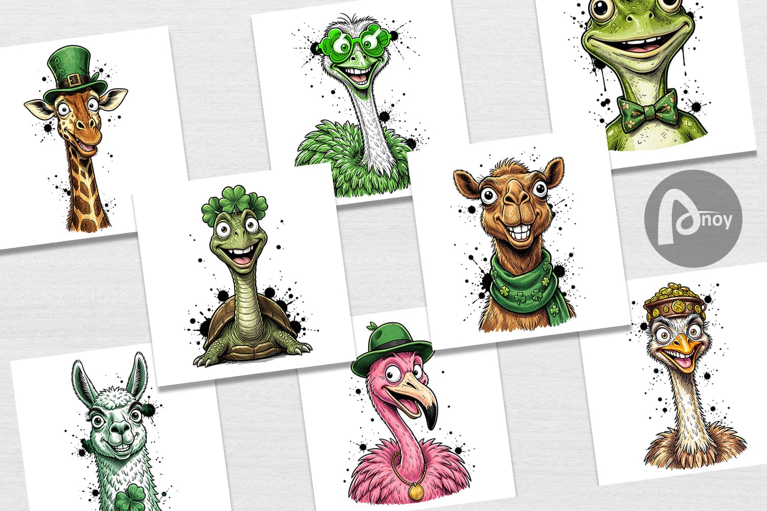 Digital Paper Lucky St Paddys Animal Art - Image 2