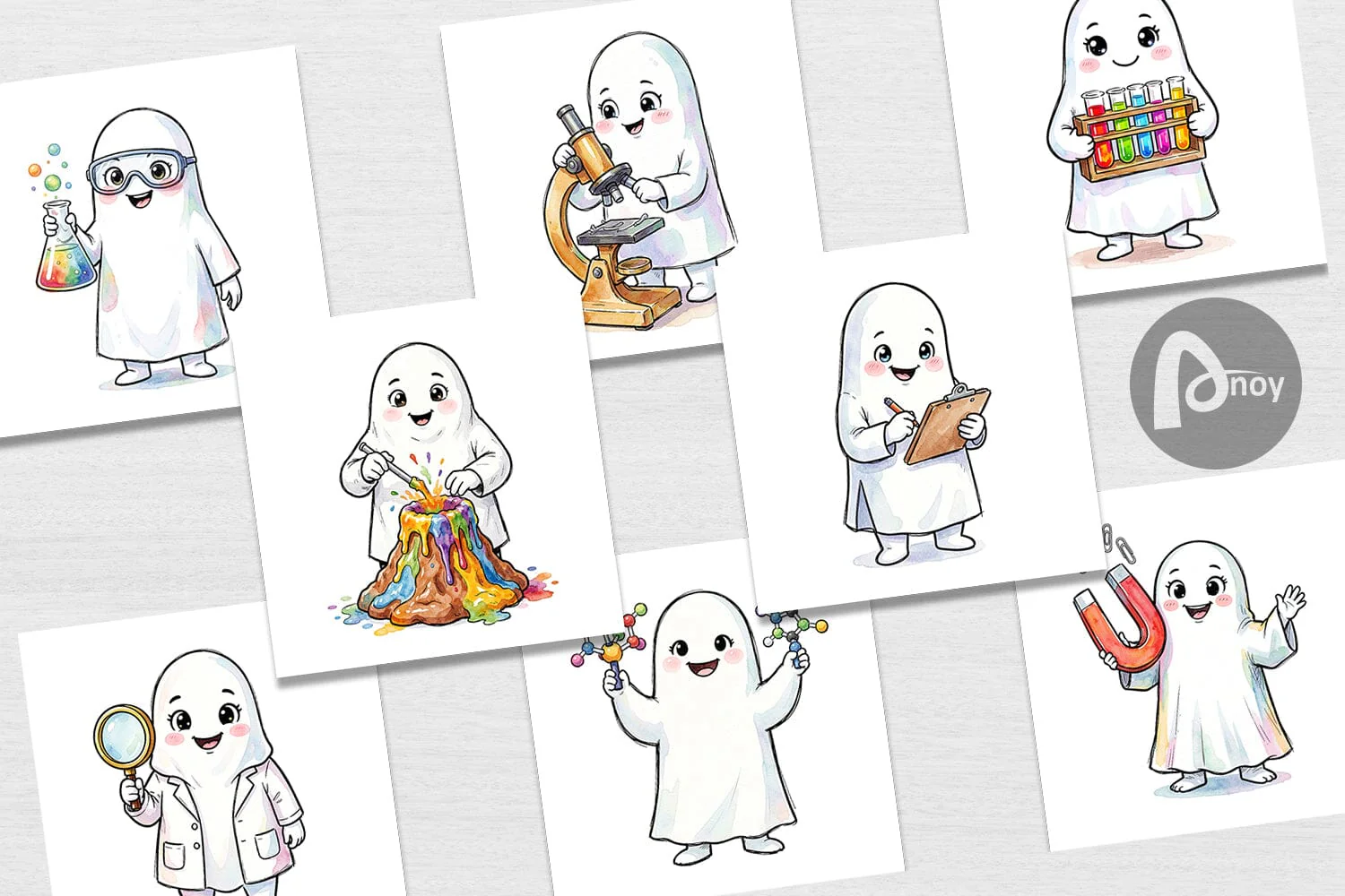 Digital Paper Spooky Science Teacher Ghost - Image 2