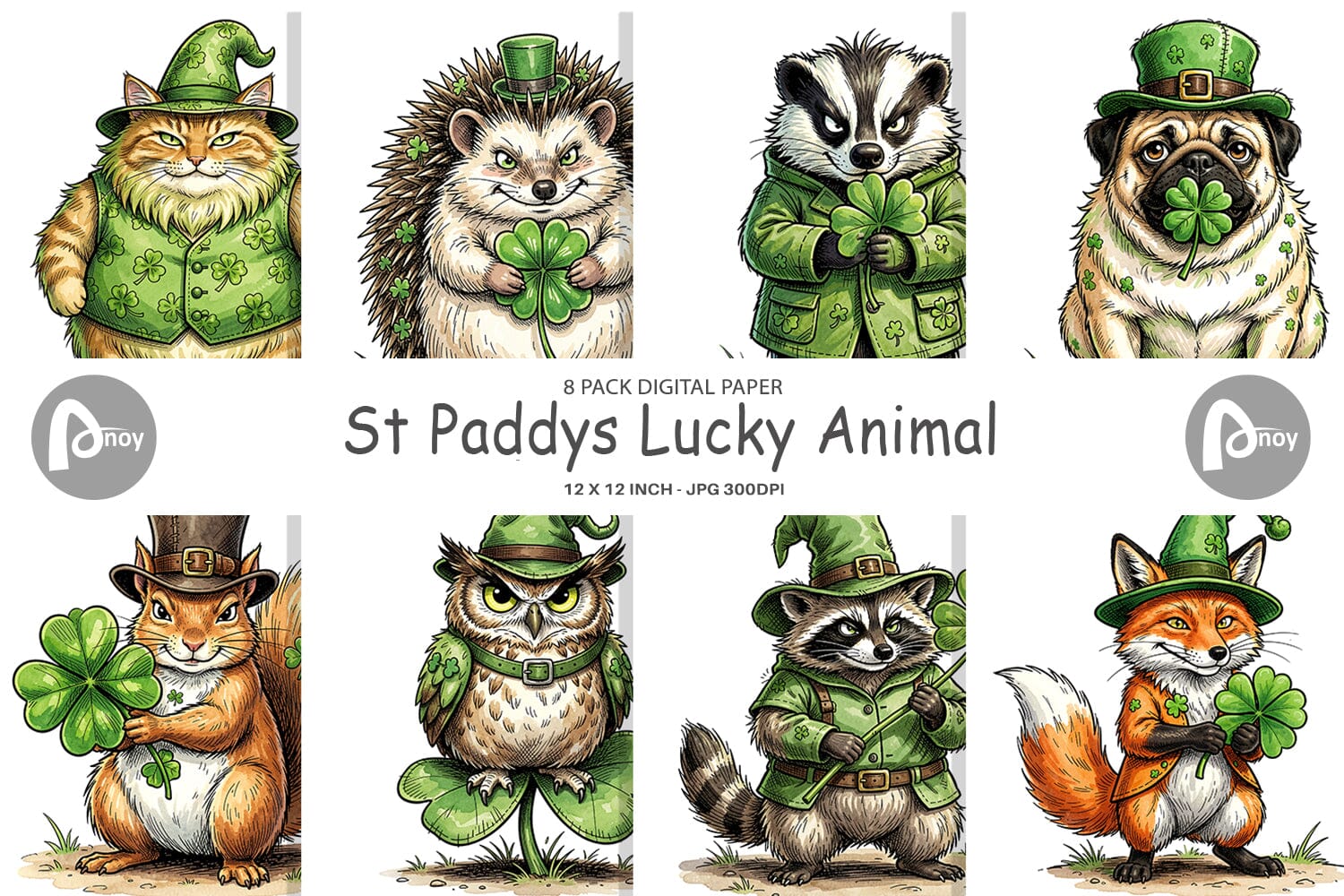 Digital Paper St Paddys Lucky Animal