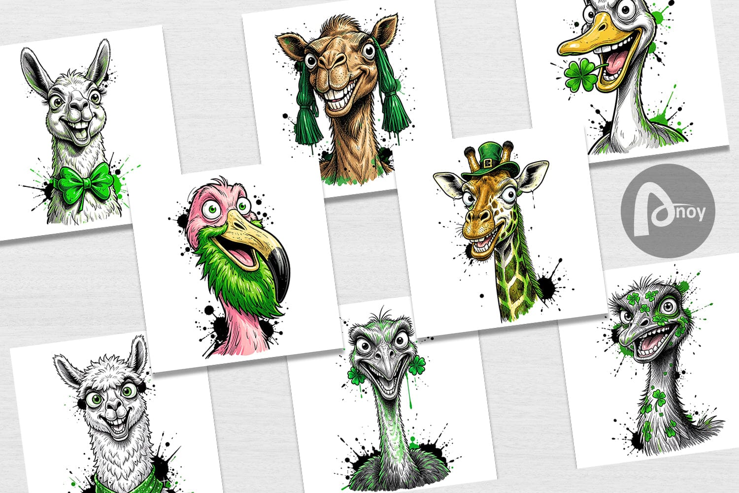 Digital Paper St Paddys Zany Zoo Animals - Image 2