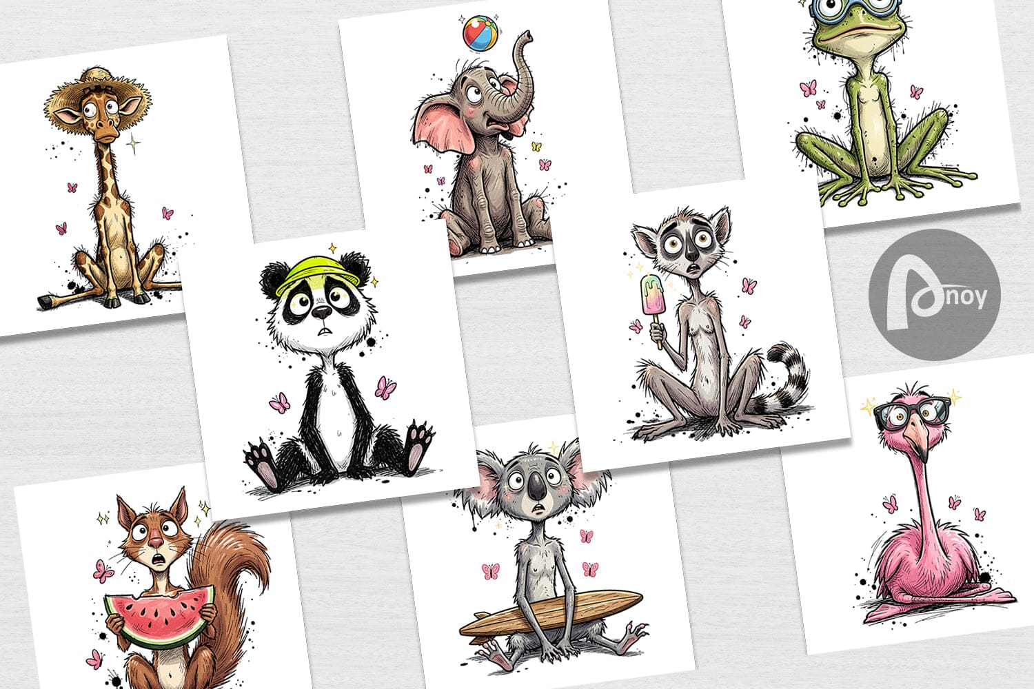 Digital Paper Summer Animal Sketch Party - Image 2