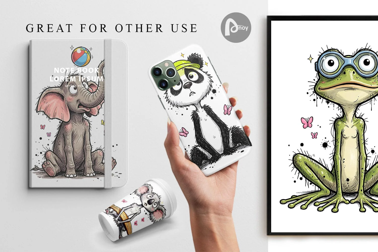 Digital Paper Summer Animal Sketch Party - Image 3