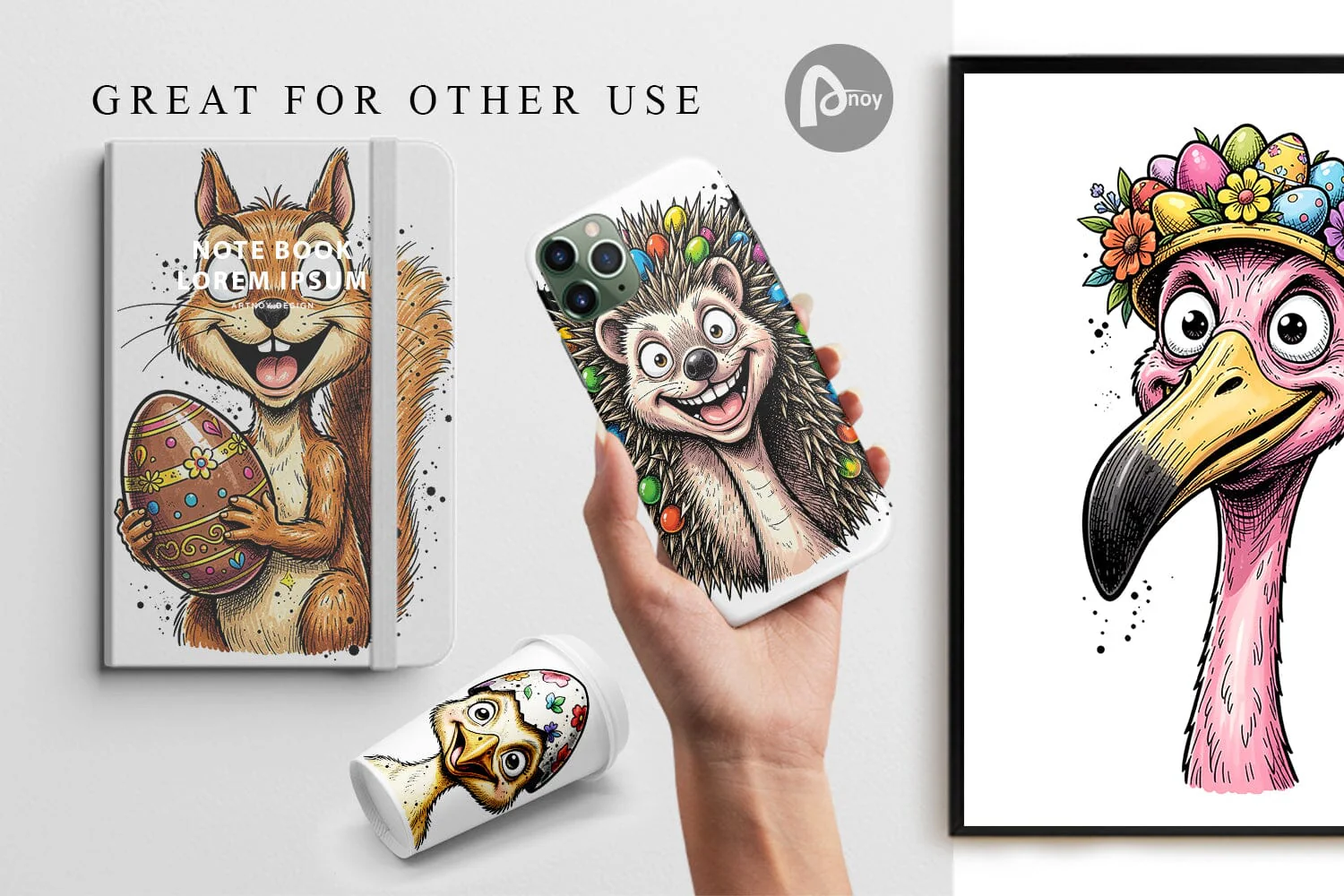 Digital Paper Wacky Easter Animal Portrait - Image 3
